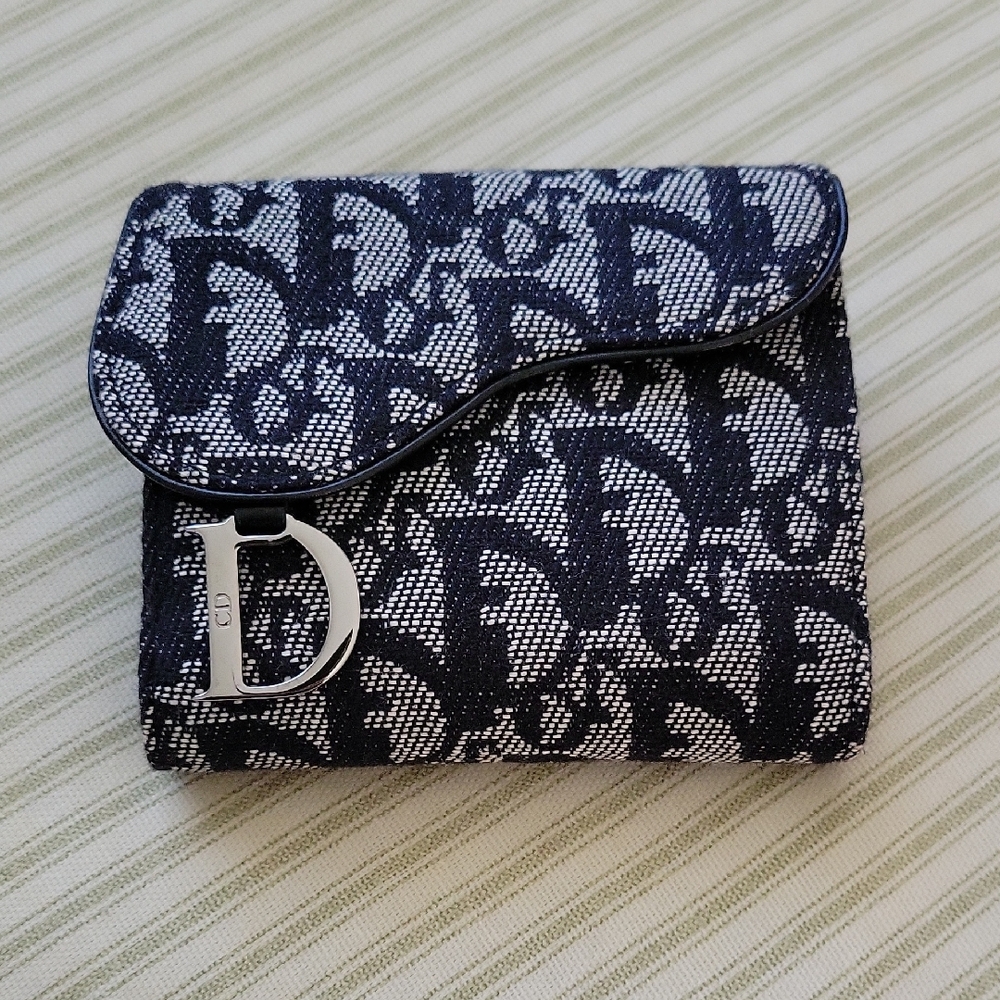 Christian Dior Black and White Saddle Wallet
